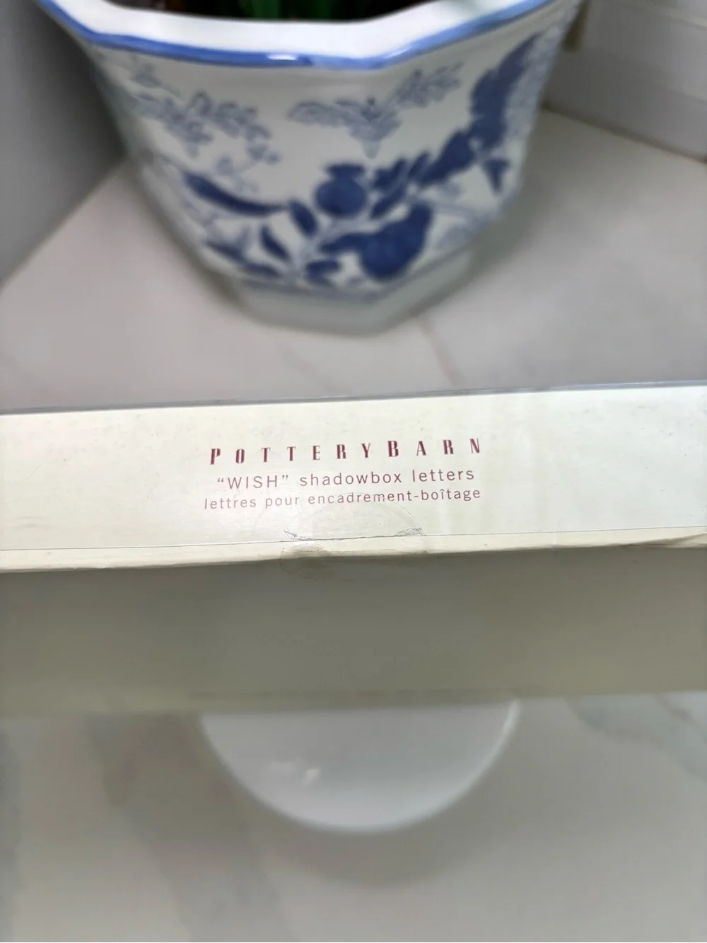 NEW Pottery Barn WISH Shadow Box Board Letter Silver Chrome Mirror Push Pins Set